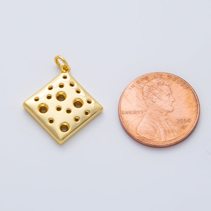 18K Gold Filled 20mm Dotted Slice of Cheese Rhombus Charm | AF1414