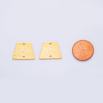 18K Gold Filled 20mm Edged Square Hammered Connector Finding | Z1198