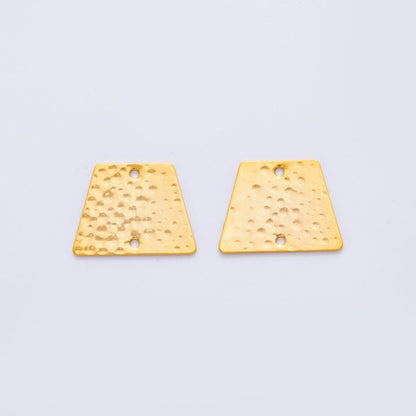 18K Gold Filled 20mm Edged Square Hammered Connector Finding | Z1198