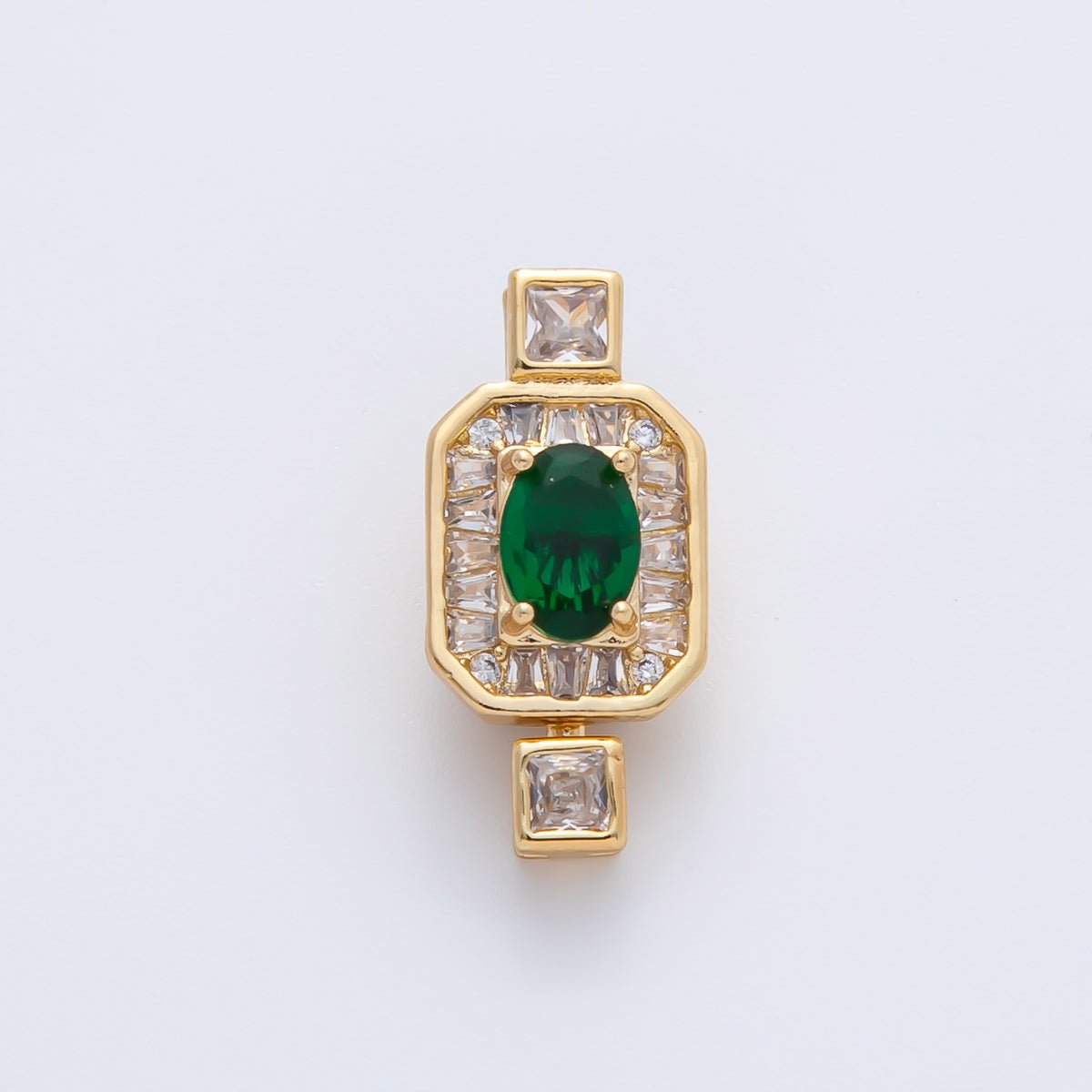 18K Gold Filled 20mm Green Oval CZ Cluster Box Clasps Closure Finding | Z1466