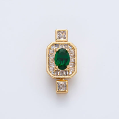 18K Gold Filled 20mm Green Oval CZ Cluster Box Clasps Closure Finding | Z1466