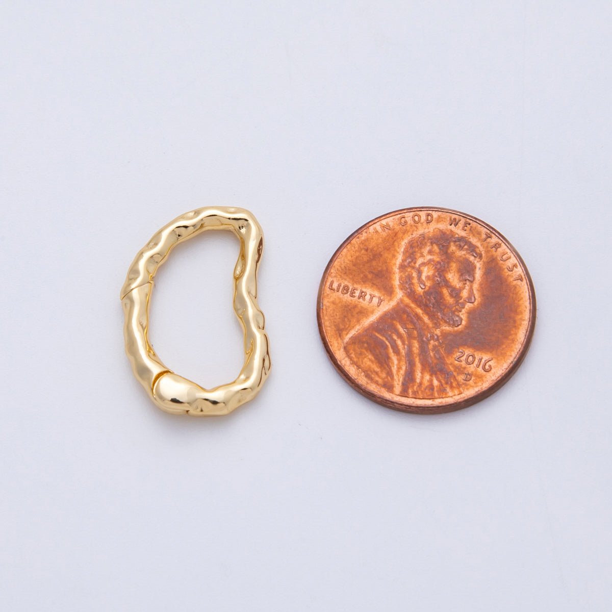 18K Gold Filled 20mm Hammered Irregular Push Gate Clasp Closure | Findings-00062