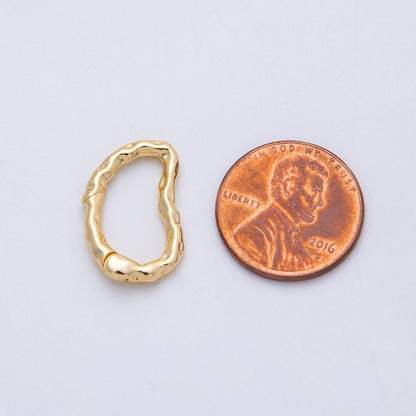 18K Gold Filled 20mm Hammered Irregular Push Gate Clasp Closure | Findings-00062
