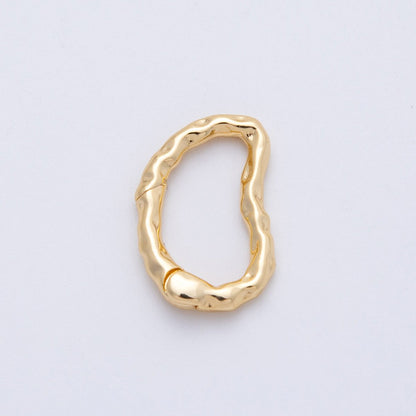 18K Gold Filled 20mm Hammered Irregular Push Gate Clasp Closure | Findings-00062
