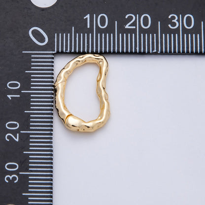 18K Gold Filled 20mm Hammered Irregular Push Gate Clasp Closure | Findings-00062