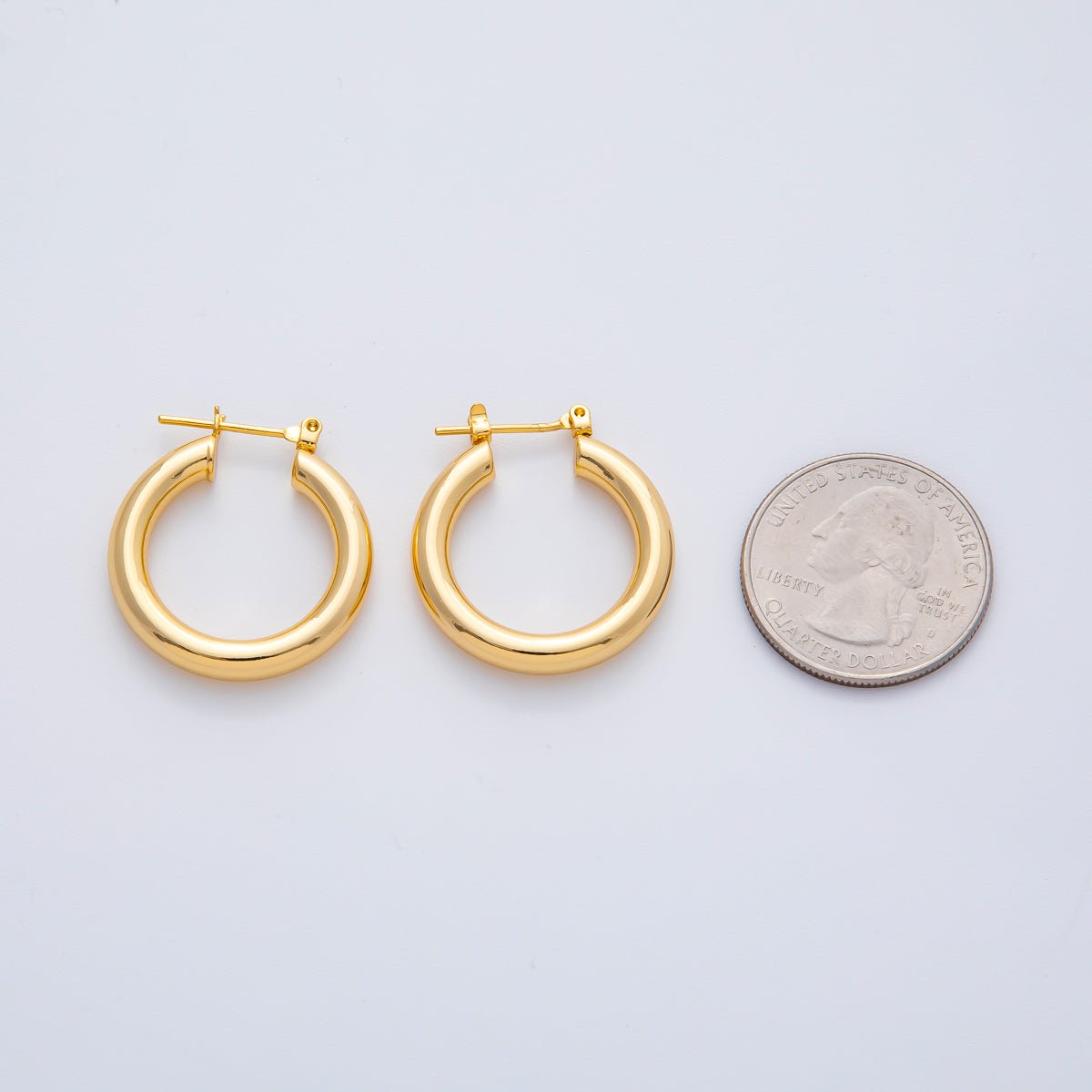 18K Gold Filled 20mm Minimalist Band Latch Hoop Earrings | AD1605