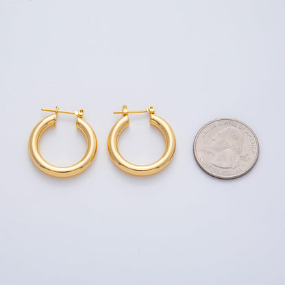 18K Gold Filled 20mm Minimalist Band Latch Hoop Earrings | AD1605