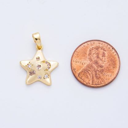 18K Gold Filled 20mm Mix Shaped CZ Star Celestial Theme Pendant | AF-A1125