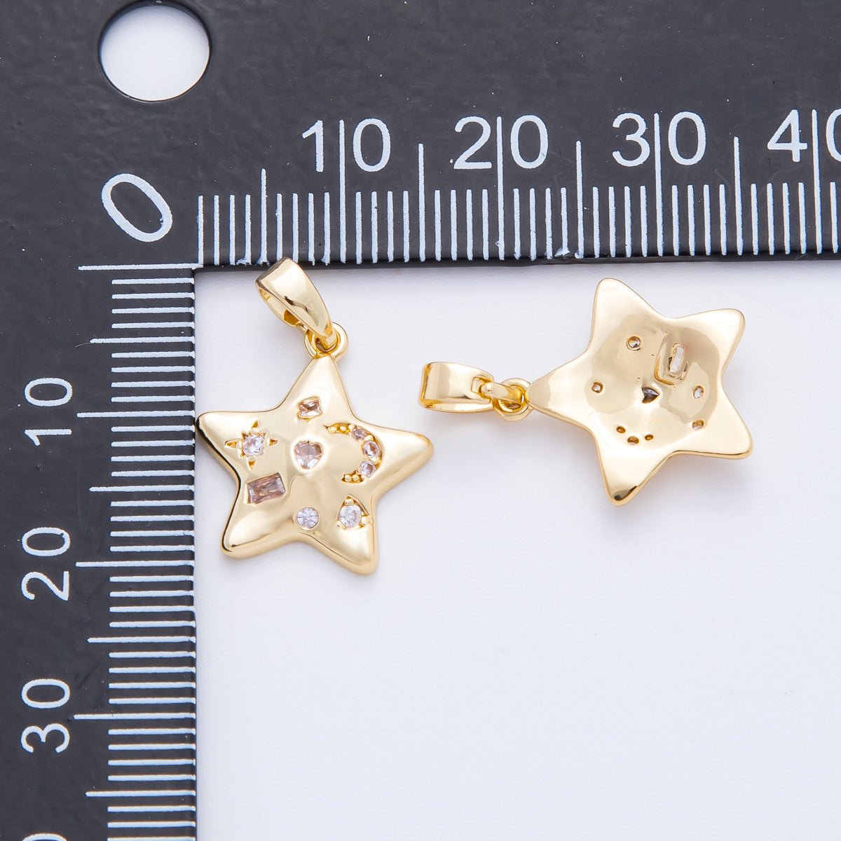 18K Gold Filled 20mm Mix Shaped CZ Star Celestial Theme Pendant | AF-A1125