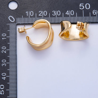 18K Gold Filled 20mm Molten C-Shaped Hoop Earrings | Earrings-00302