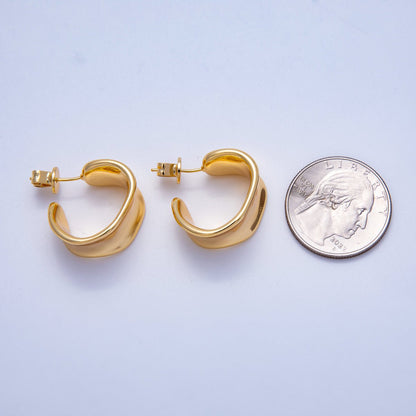 18K Gold Filled 20mm Molten C-Shaped Hoop Earrings | Earrings-00302
