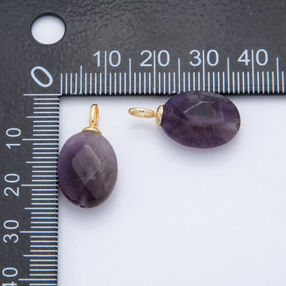 18K Gold Filled 20mm Multifaceted Gemstone Oval Drop Pendant | AF797 -AF800