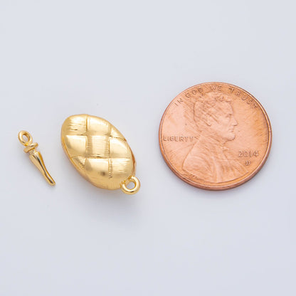 18K Gold Filled 20mm Quilted Box Clasps Closure Finding in Gold &amp; Silver | Z1453