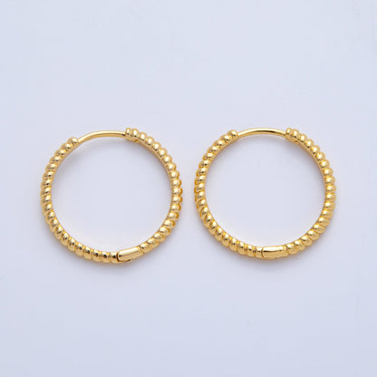 18K Gold Filled 20mm Ribbed Croissant Hoop Earrings | Q00036