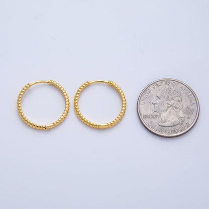 18K Gold Filled 20mm Ribbed Croissant Hoop Earrings | Q00036