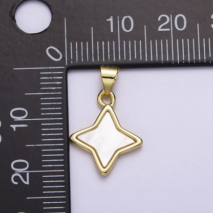 18K Gold Filled 20mm Shell Pearl Bezel Celestial Star Pendant | AA552