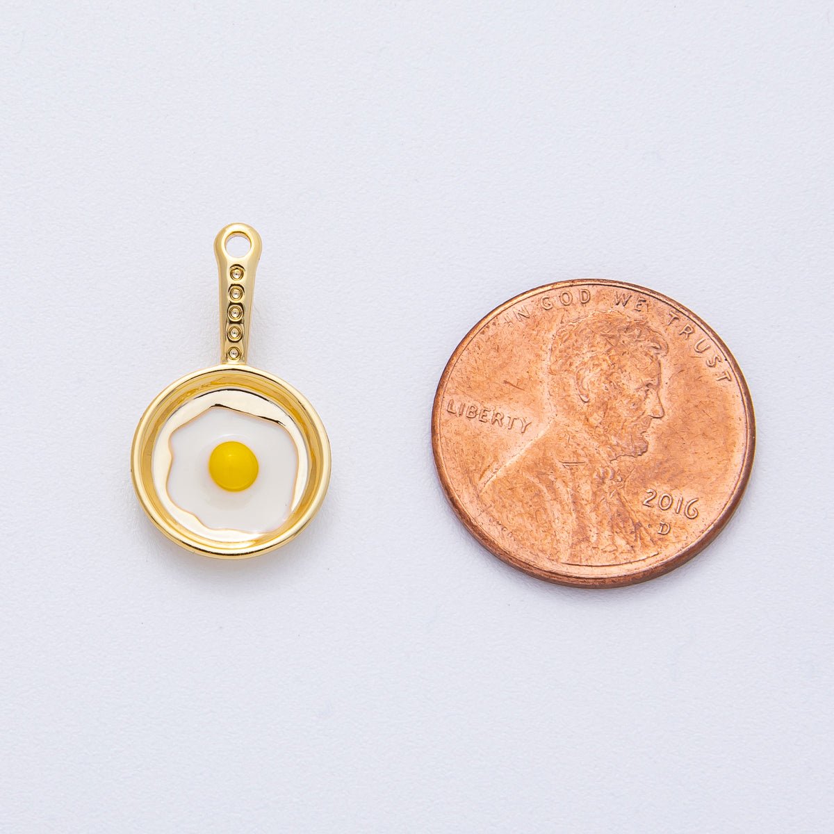 18K Gold Filled 20mm Sunny Side Egg Frying Pan Culinary Food Charm | AF1218