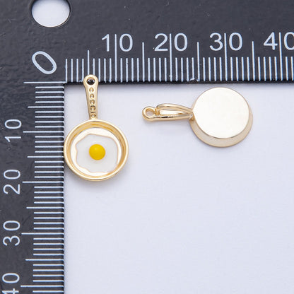 18K Gold Filled 20mm Sunny Side Egg Frying Pan Culinary Food Charm | AF1218