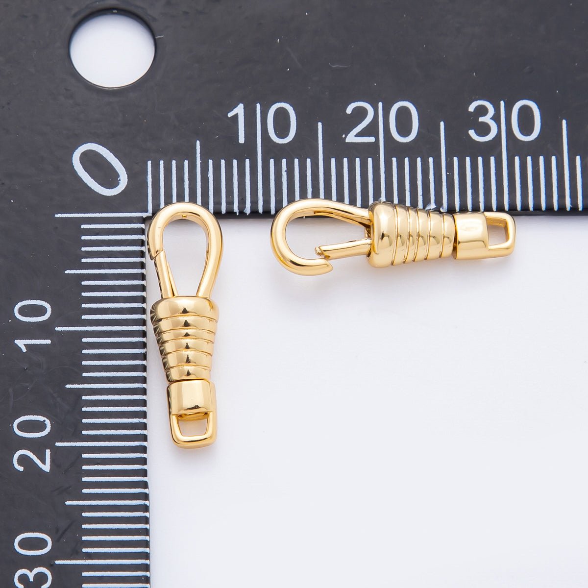 18K Gold Filled 20mm Ribbed Push Gate Clasp Swivel Clasps Closure Finding | Z1380