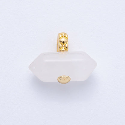 18K Gold Filled 21.3mm Natural Gemstone Point Croissant Pendant | AK129 - AK132