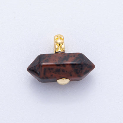 18K Gold Filled 21.3mm Natural Gemstone Point Croissant Pendant | AK129 - AK132