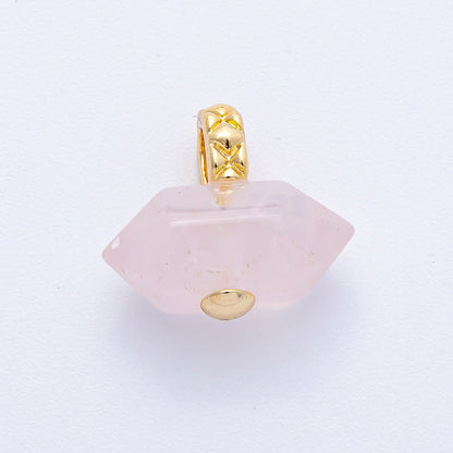 18K Gold Filled 21.3mm Natural Gemstone Point Croissant Pendant | AK129 - AK132