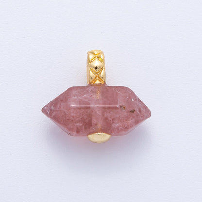 18K Gold Filled 21.3mm Natural Gemstone Point Croissant Pendant | AK129 - AK132