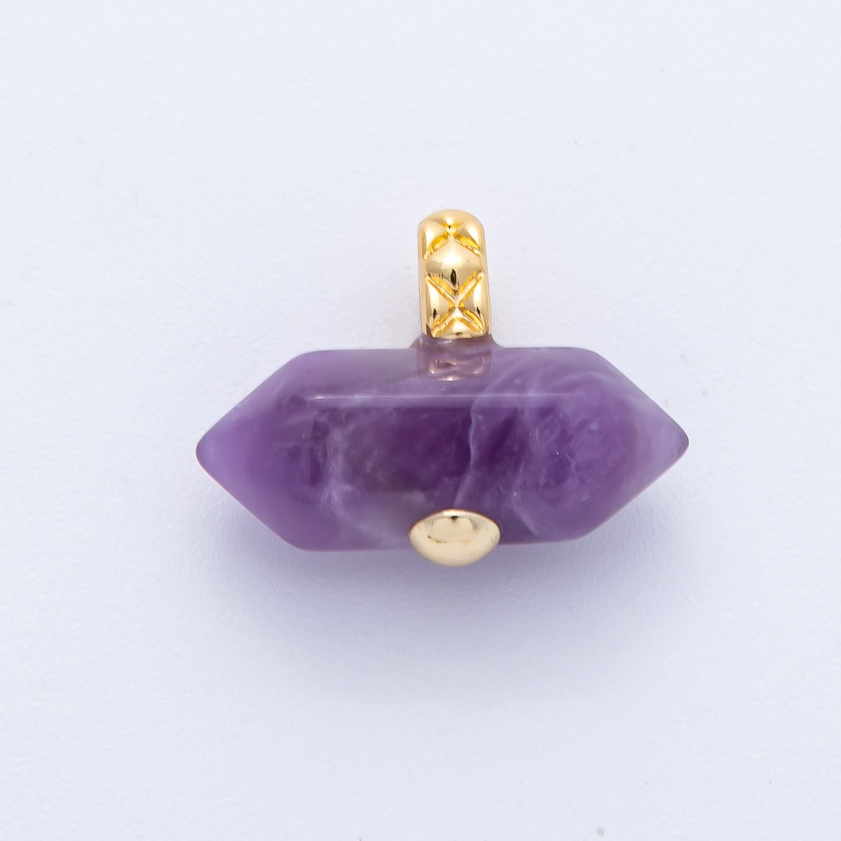 18K Gold Filled 21.3mm Natural Gemstone Point Croissant Pendant | AK129 - AK132