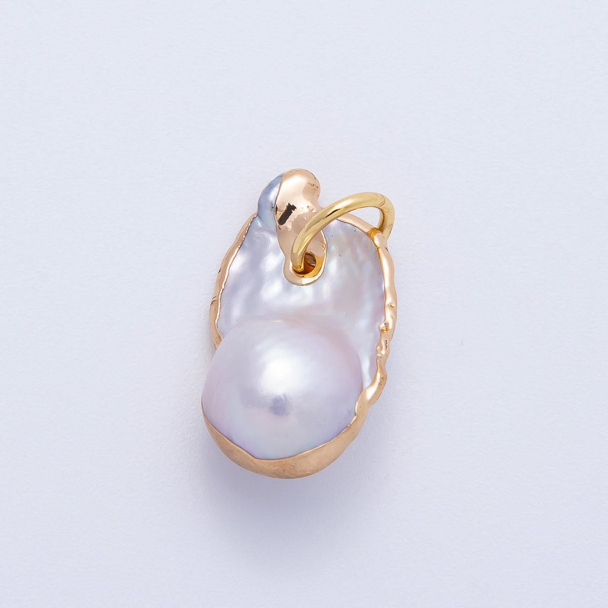 18K Gold Filled 21mm Baroque Freshwater Pearl Round Charm | Charms-00640