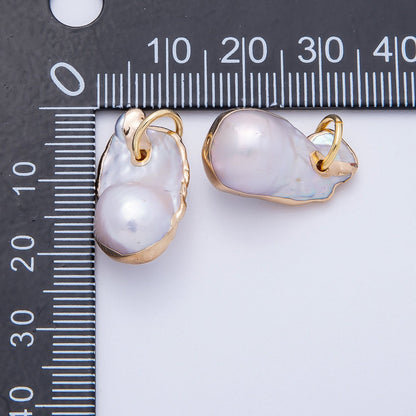 18K Gold Filled 21mm Baroque Freshwater Pearl Round Charm | Charms-00640