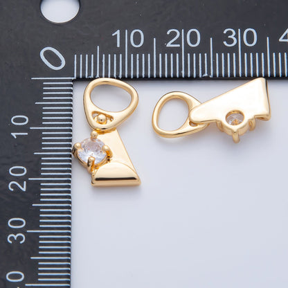18K Gold Filled 21mm Clear CZ Abstract Geometric Soda Tab Pendant | Charms-00336 Charms-00337