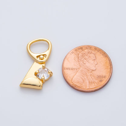 18K Gold Filled 21mm Clear CZ Abstract Geometric Soda Tab Pendant | Charms-00336 Charms-00337