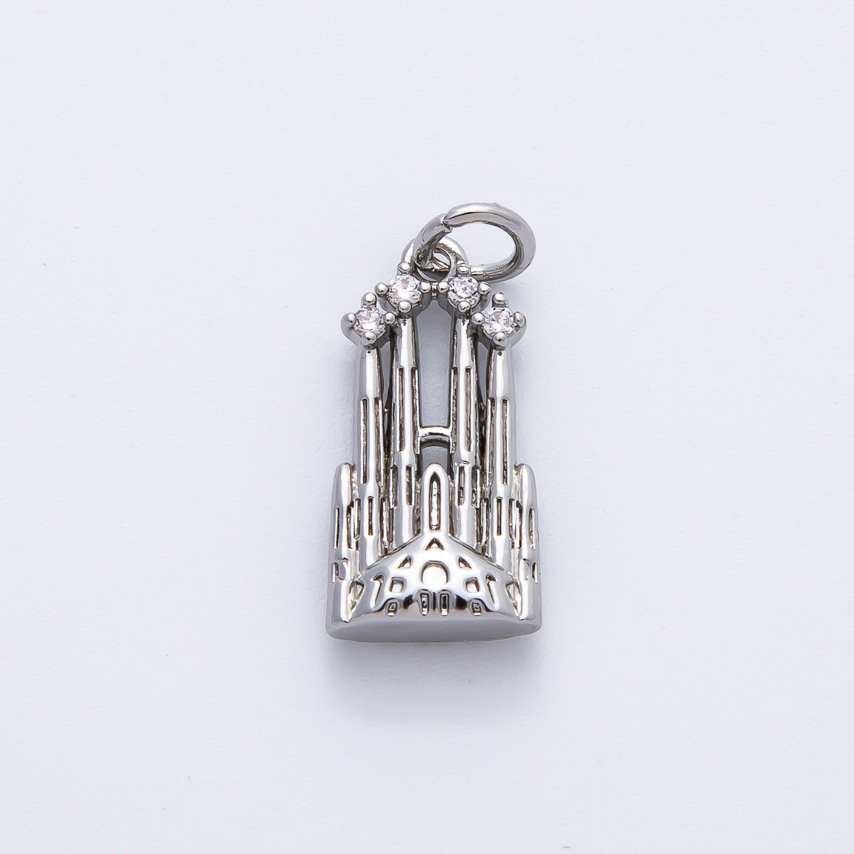 18K Gold Filled 21mm CZ Royal Castle Multidimensional 3D Charm in Gold &amp; Silver | AF1353