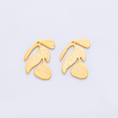18K Gold Filled 21mm Dotted Floral Plant Charm Finding | Z1170