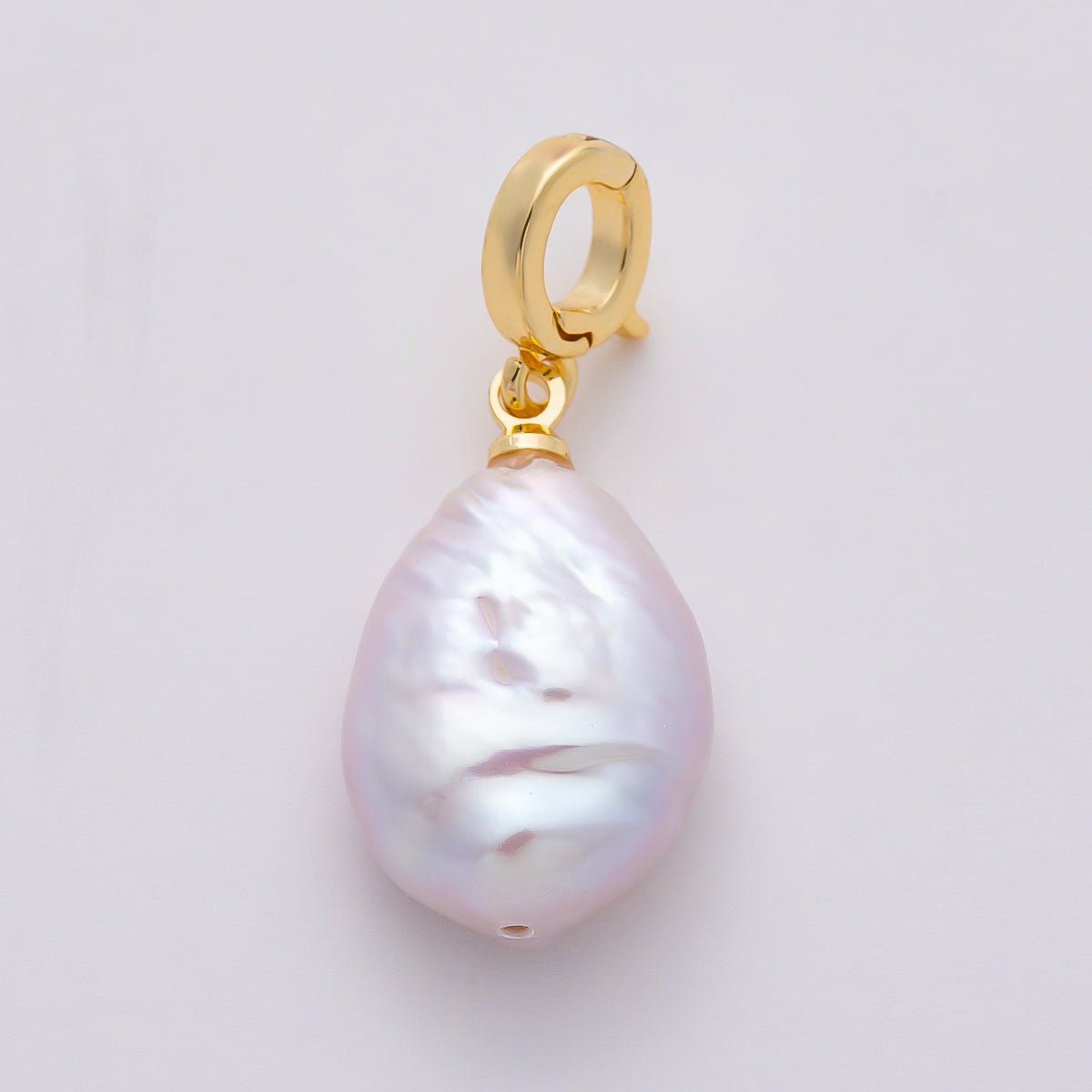 18K Gold Filled 22mm Freshwater Pearl Irregular Oval Pendant | Charms-00749