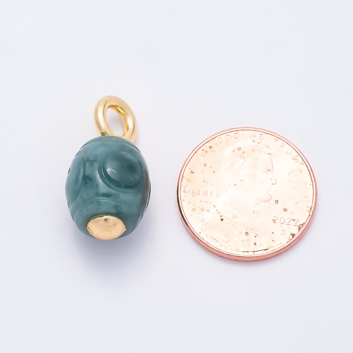 18K Gold Filled 22mm Green Aventurine Gemstone Drop Pendant | Charms-01319
