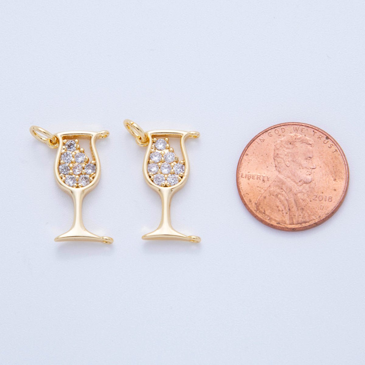 18K Gold Filled 22mm Micro Paved CZ Wine Glass of Glam Charm | AF807