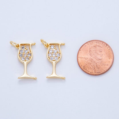 18K Gold Filled 22mm Micro Paved CZ Wine Glass of Glam Charm | AF807