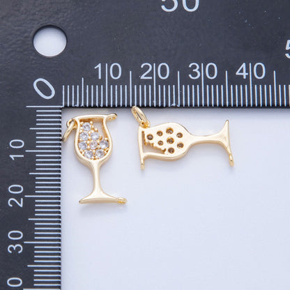 18K Gold Filled 22mm Micro Paved CZ Wine Glass of Glam Charm | AF807