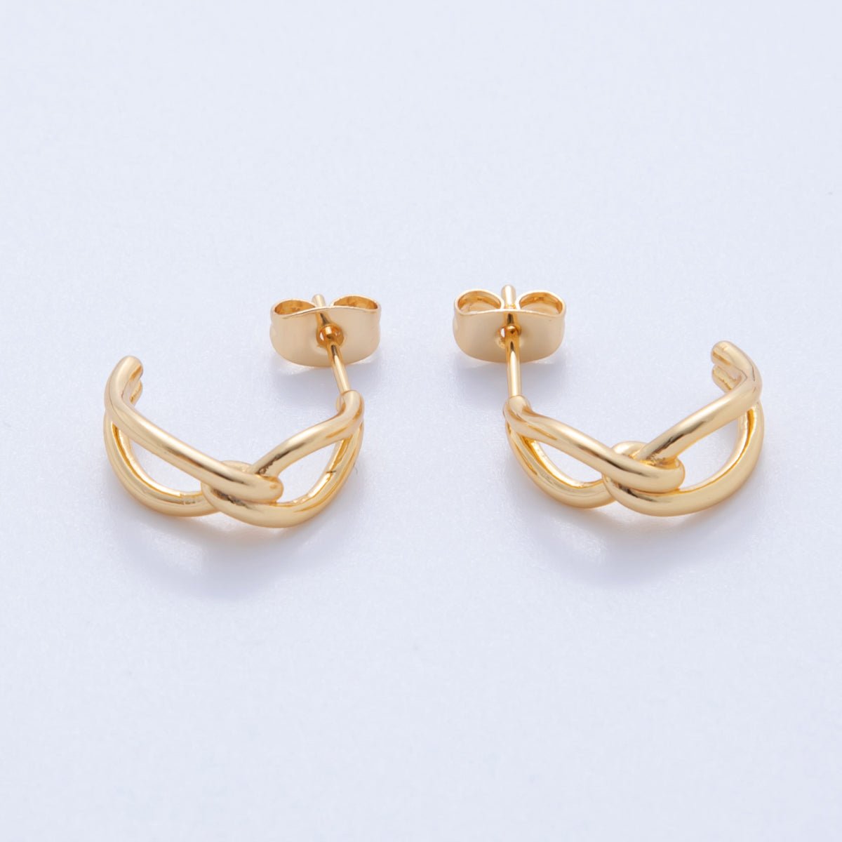 18K Gold Filled 22mm Minimalist Knot C-Shaped Hoop Earrings | Q012