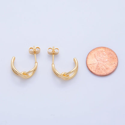 18K Gold Filled 22mm Minimalist Knot C-Shaped Hoop Earrings | Q012
