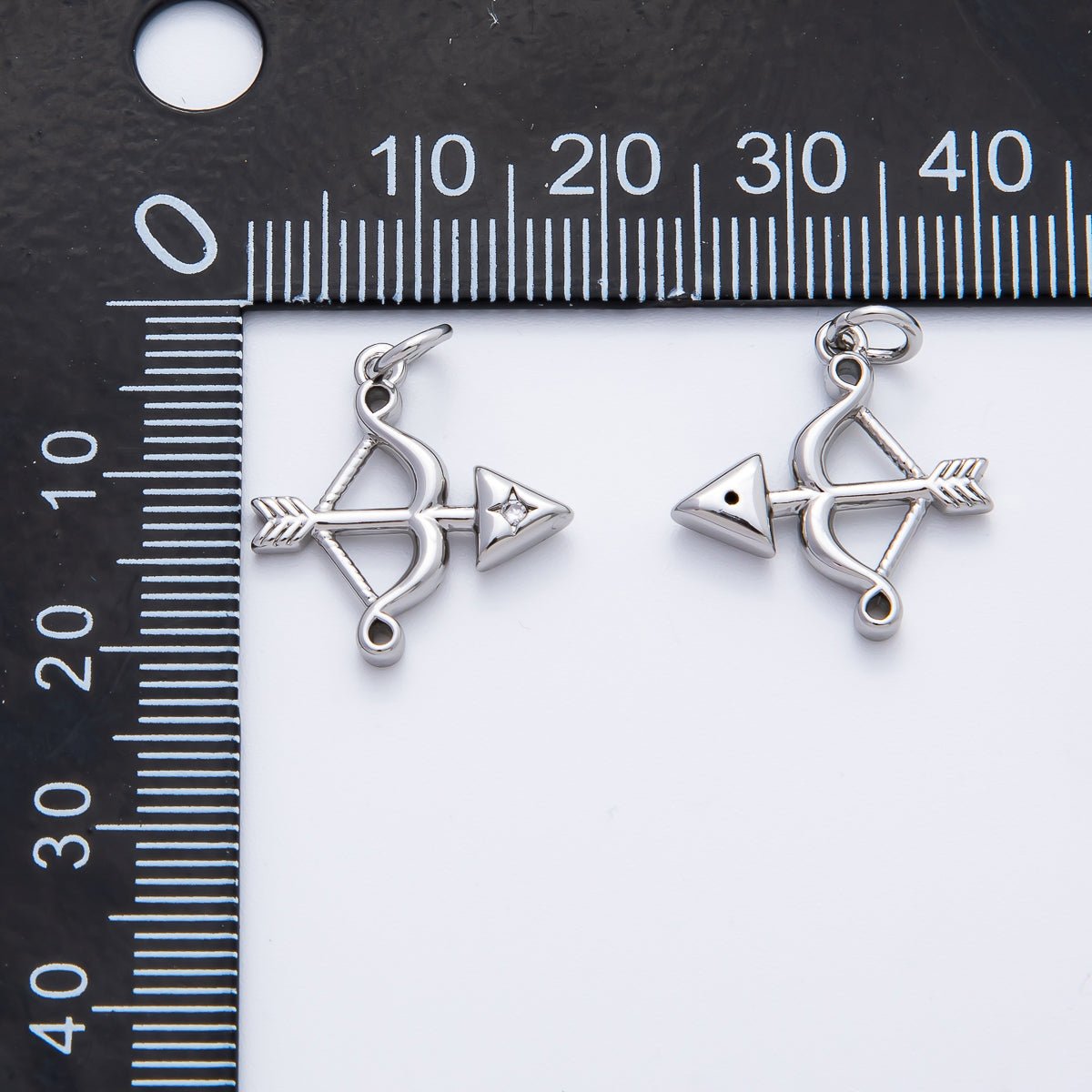 18K Gold Filled 22mm Round CZ Archery Bow Arrow Charm in Gold &amp; Silver | AF1360