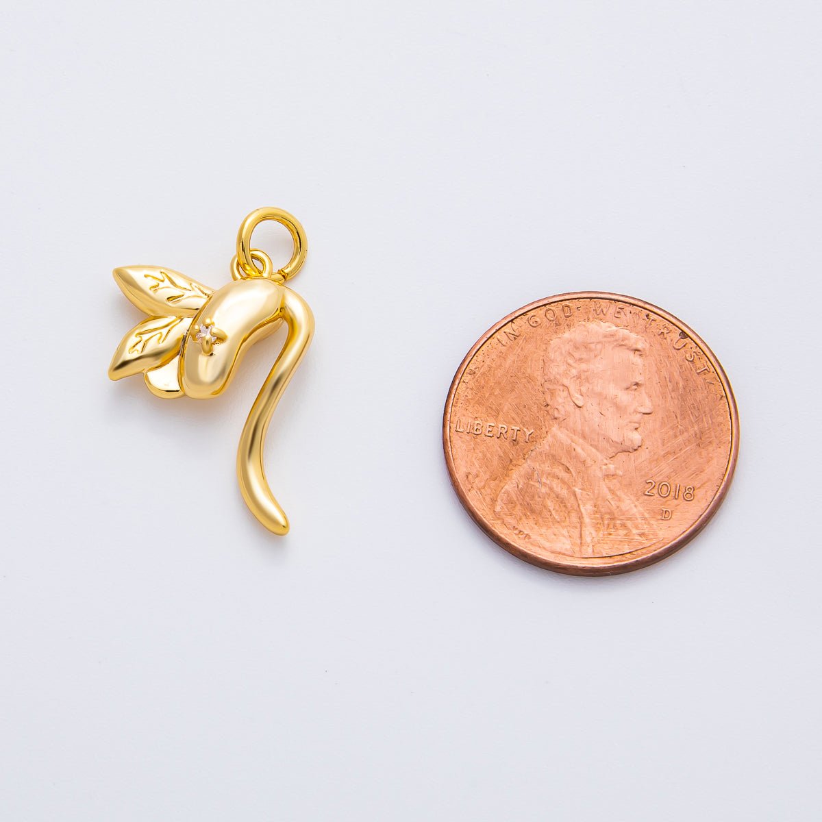 18K Gold Filled 22mm Bean Sprouts Charm in Gold &amp; Silver | AF1354