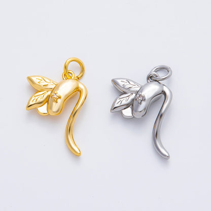 18K Gold Filled 22mm Bean Sprouts Charm in Gold &amp; Silver | AF1354