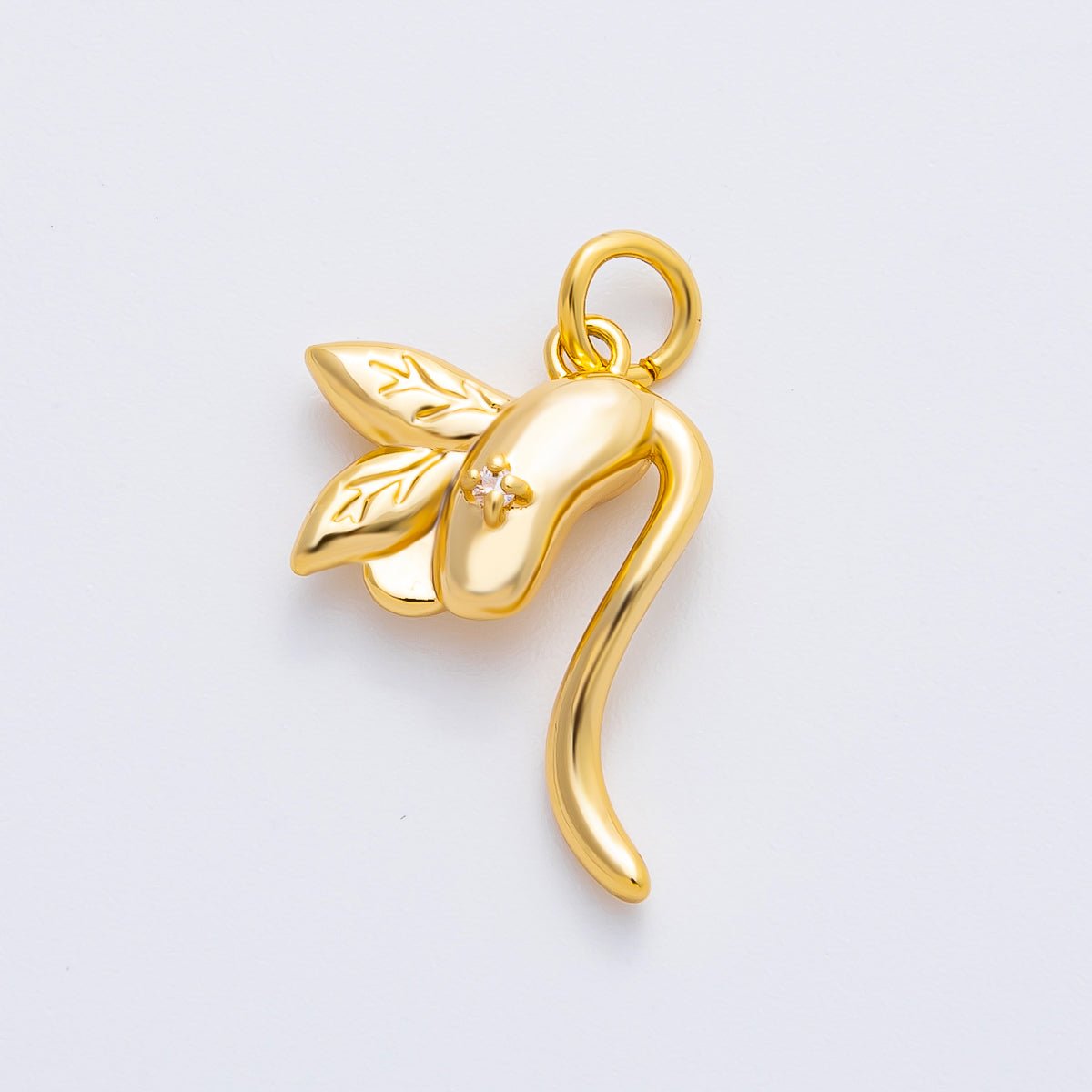 18K Gold Filled 22mm Bean Sprouts Charm in Gold &amp; Silver | AF1354