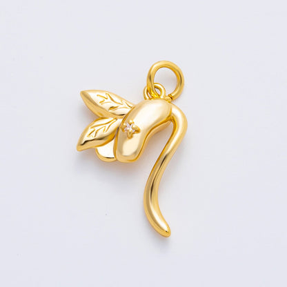18K Gold Filled 22mm Bean Sprouts Charm in Gold &amp; Silver | AF1354