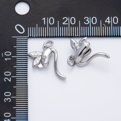 18K Gold Filled 22mm Bean Sprouts Charm in Gold &amp; Silver | AF1354
