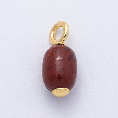 18K Gold Filled 23.5mm Natural Gemstone Tube Drop Charm | AK140 - AK142