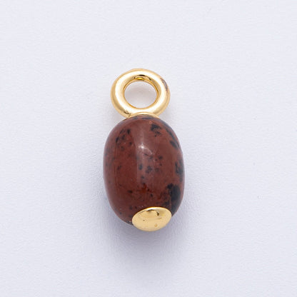 18K Gold Filled 23.5mm Natural Gemstone Tube Drop Charm | AK140 - AK142