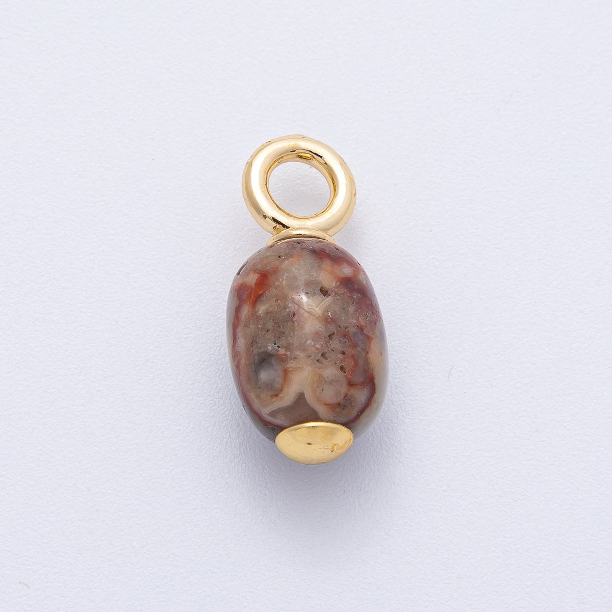 18K Gold Filled 23.5mm Natural Gemstone Tube Drop Charm | AK140 - AK142